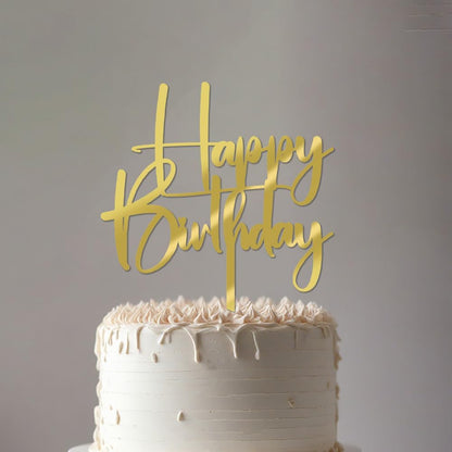 Happy Birthday Cake Topper,black Glitter Cake Pick Bunting Decor for Anniversary Birthday Party Cake Decorations Supplies