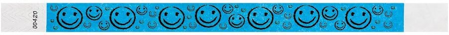 500 WristCo Yellow Smiley Face Tyvek Wristbands for Events - ¾” x 10” - Waterproof Recyclable Comfortable Tear Resistant Paper Bracelets Wrist Bands for Concerts Festivals Admission Party