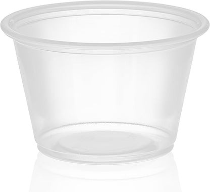 2oz Crystal Jello Shot Cups with Lids 100 Set, Leakproof & Freezer Safe Small Meal Prep Plastic Portion Cups for Salad Dessert Condiment Sauce Souffle, Food Storage Cups for Lunch Party Trips