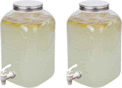 Lily's Home - 2 Gallon Beverage Dispenser with Lid and Spigot (Set of 2), BPA Free, Plastic Drink Dispenser for Water, Iced Tea, Juice, Lemonade - Party, Wedding, Event & Lemonade Stand Essentials