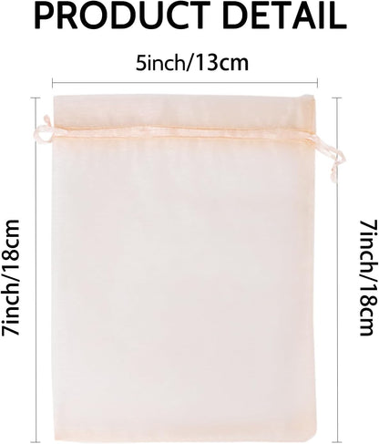 Wudygirl 100pcs 5X7 Inches White Organza Bags Christmas Drawstring Pouches Party Wedding Favor Bags Goodie bags(White 5x7)
