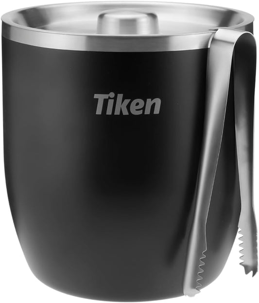 Tiken 3L Double-Wall Vacuum Insulated Ice Bucket with Lid & Tong Stainless Steel Champagne Buckets for Cocktail Bar, Parties & Outdoor