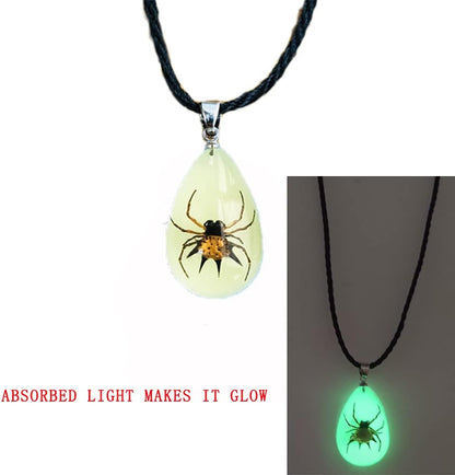 Glow in the Dark Necklace Black Scorpion Amber Resin Adjustable Necklace Pendent with Insect Sample Inside Birthday Gift for Lover Friends