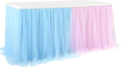 Suppromo 6ft Pink Tulle Table Skirt Baby Shower Tablecloth for Rectangle Tables or Round Tables Pink Ruffle Tutu Table Skirts Desk Skirt for Princess Girls Birthday Party Cake Dessert Decorations
