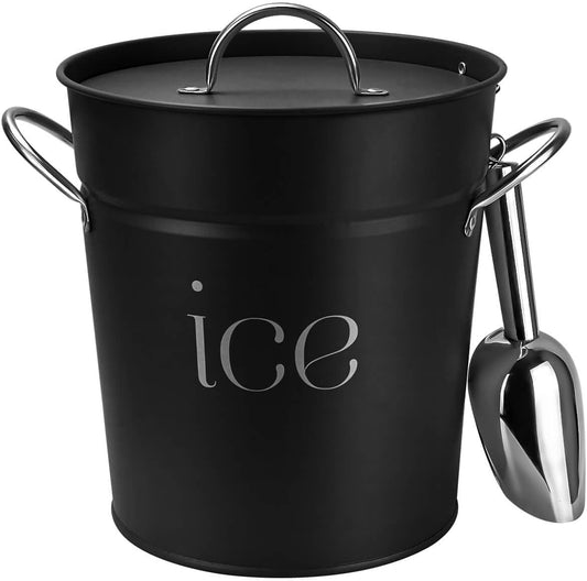 3Qt White Galvanized Ice Bucket with Lid, Scoop & Handles - Ideal for Cocktails, Parties, BBQs, Wine & Champagne. Double-Layer Insulated Outer & Galvanized Inner Layer, Perfect for Home & Outdoor Use