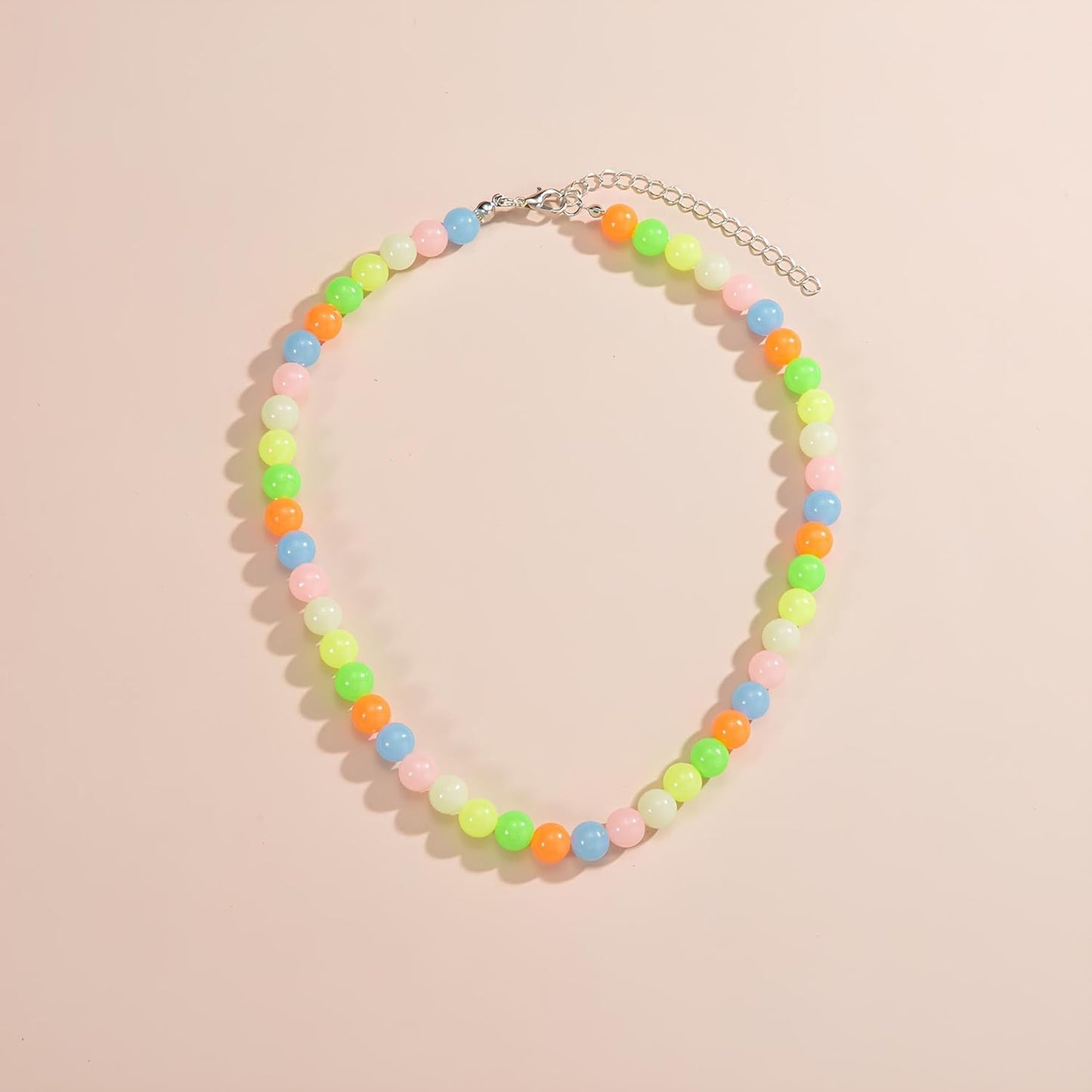 POYAMUSE Glow in the Dark Beads Necklace Luminous Acrylic UV Reactive Jewelry Color Changing Light Up Necklace