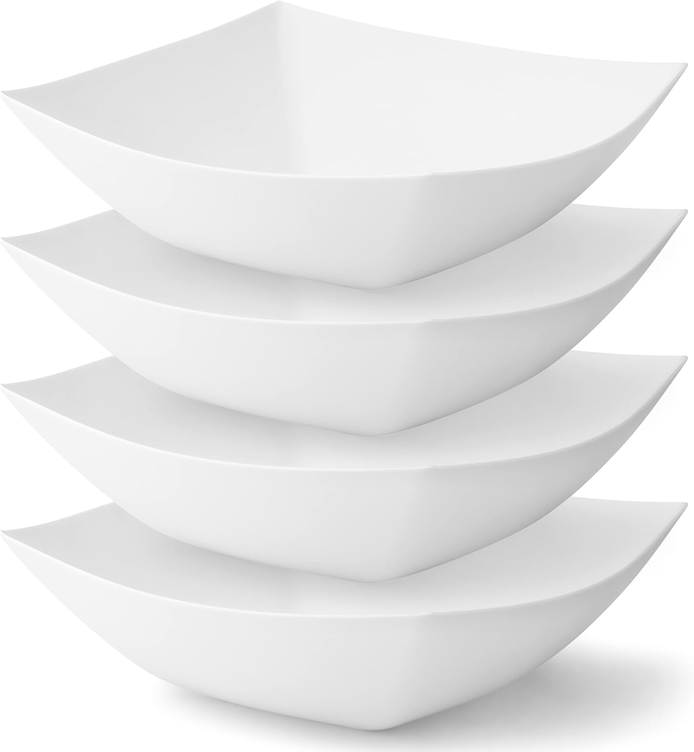 Posh Setting - Clear Plastic Serving Bowls for Party (8oz - 4 Pack) Square, Disposable, Salad & Fruit Bowls for Party Table, Candy Containers for Candy Buffet