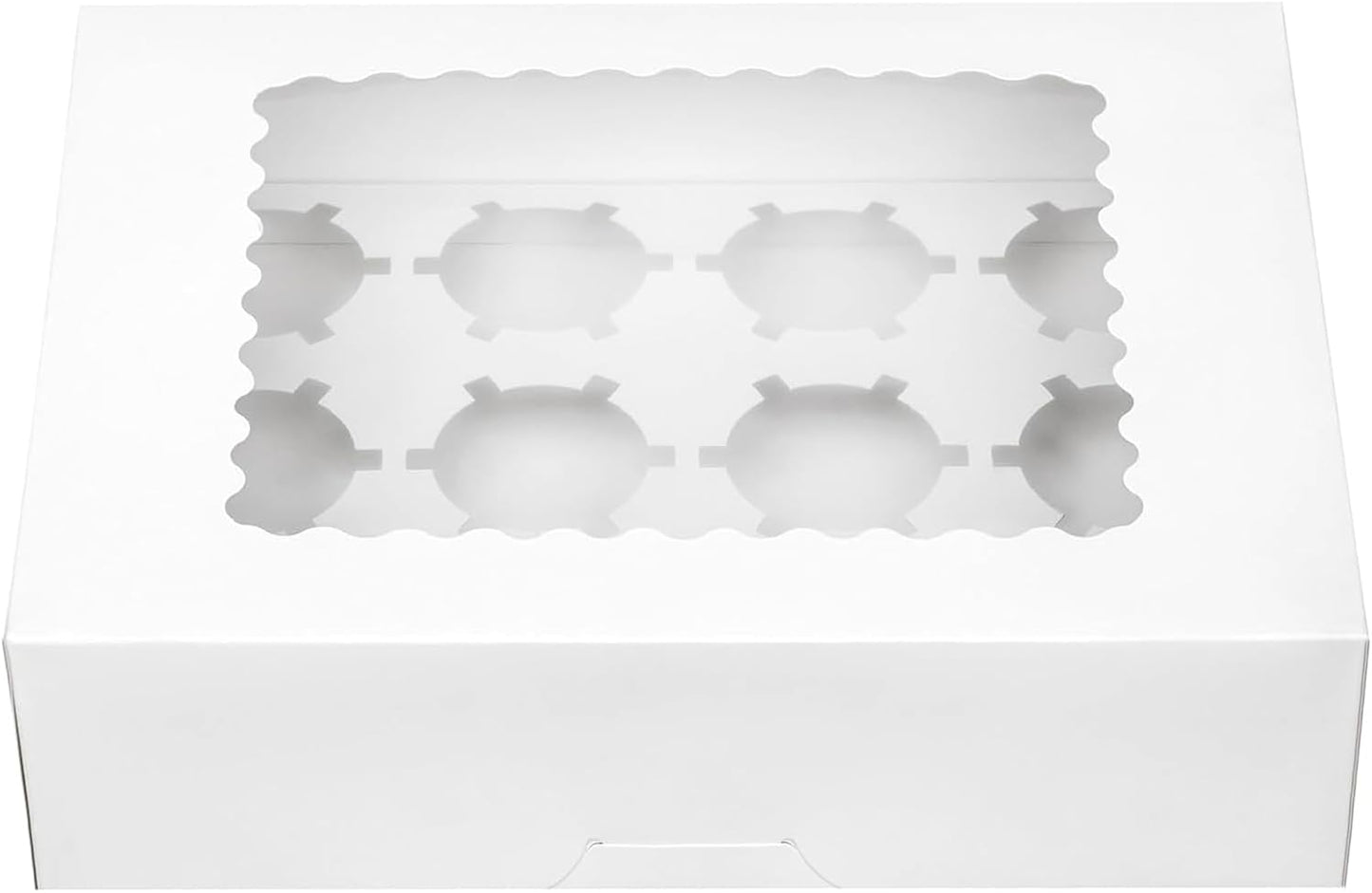 Pre-folded 12 count Cupcake Boxes, 6-Set Cupcake Container with Window Transport Holders Holding 72 pastry Box for Birthday, Holiday, Party Bakery Supplies 12.8" x 9.8" x 3.54" (White-6 Pack)