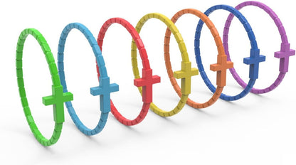 YalsFTY 7 Pcs Silicone Jesus Bracelets Cross Bracelet