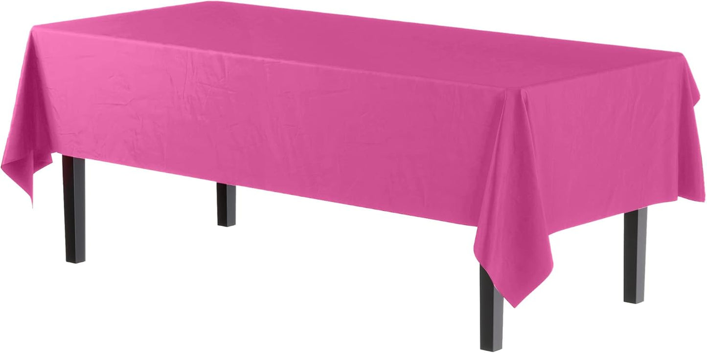 12-Pack Premium Plastic Tablecloth 54in. x 108in. Rectangle Table Cover - Dark Blue - Colors B
