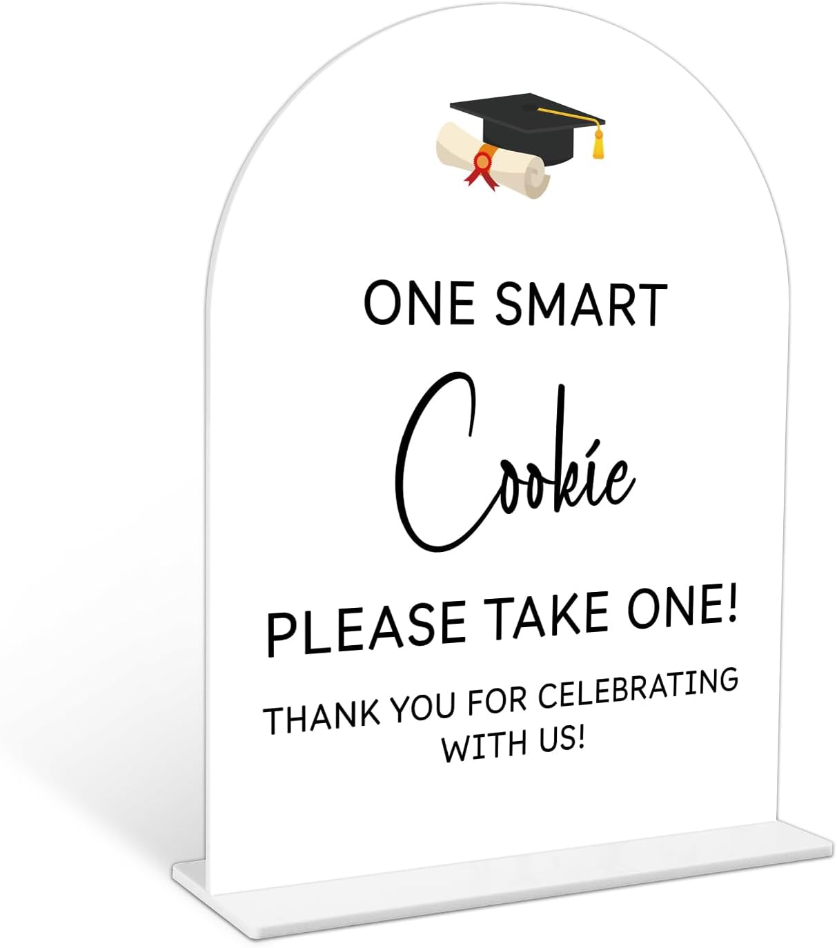 Graduation Guestbook Sign, 6 x 8 Inch White Arch Acrylic Grad Party Sign with Holder, Graduation Party Sign for Class of 2026, Grad Decor, High School College Party Supplies - DL02