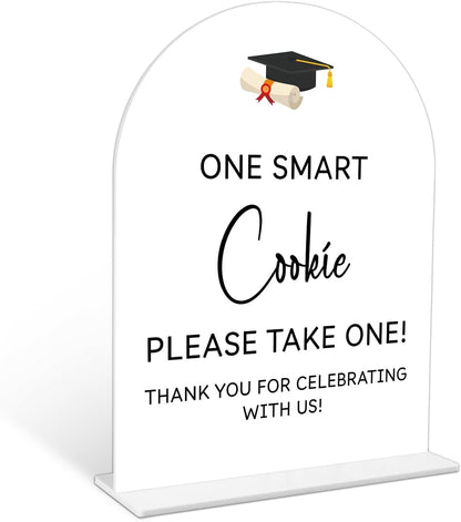 Graduation Guestbook Sign, 6 x 8 Inch White Arch Acrylic Grad Party Sign with Holder, Graduation Party Sign for Class of 2026, Grad Decor, High School College Party Supplies - DL02