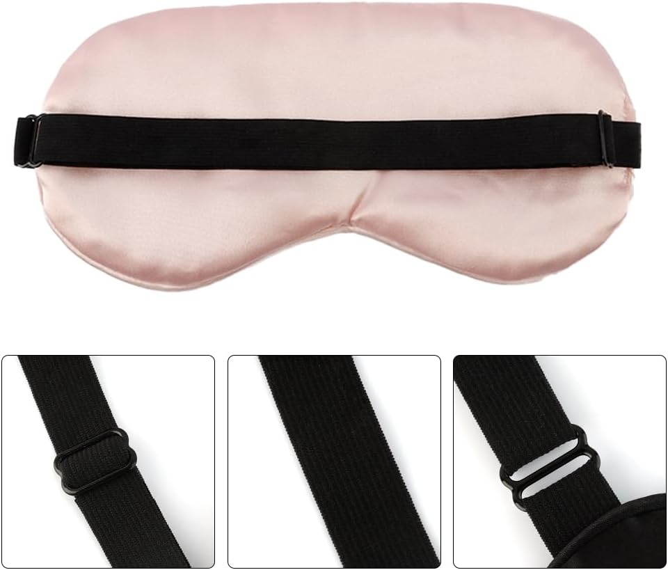 2 PCS Black Satin Sleep Masks, Adjustable Silk Eye Mask for Sleeping, Blind Folds Soft Breathable Blindfold for Adults Couples Play Party Games Airplane Travel Essentials Eye Covers Patches Night Mask