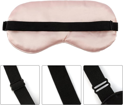 2 PCS Black Satin Sleep Masks, Adjustable Silk Eye Mask for Sleeping, Blind Folds Soft Breathable Blindfold for Adults Couples Play Party Games Airplane Travel Essentials Eye Covers Patches Night Mask