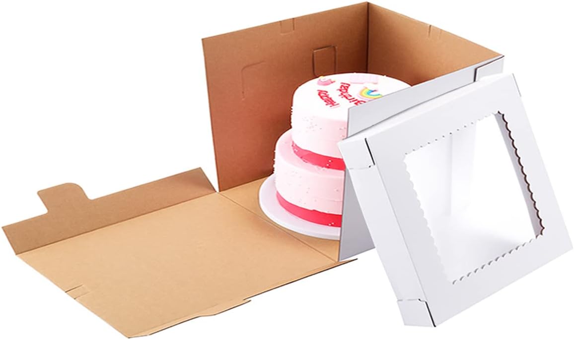 Tall Cake Boxes for Tier Cakes,3 Sizes 6 Pack 8x8x10,10x10x12 and 12x12x12Inch,Sturdy White Tall Cake Box Shipping in 8 10 12 Inch 2 3 Tier for Wedding Layer Tiered Cakes