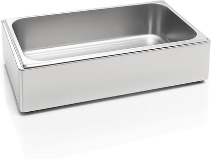 Ice Housing Bin with Removable Tray Ice Holder Container Wine Beer Champagne Drink Bucket Beverage Tub for Freezer Display Buffet Bar Counter Party Drink Chiller(Bamboo and Steel,21" X 13" X 5.5")