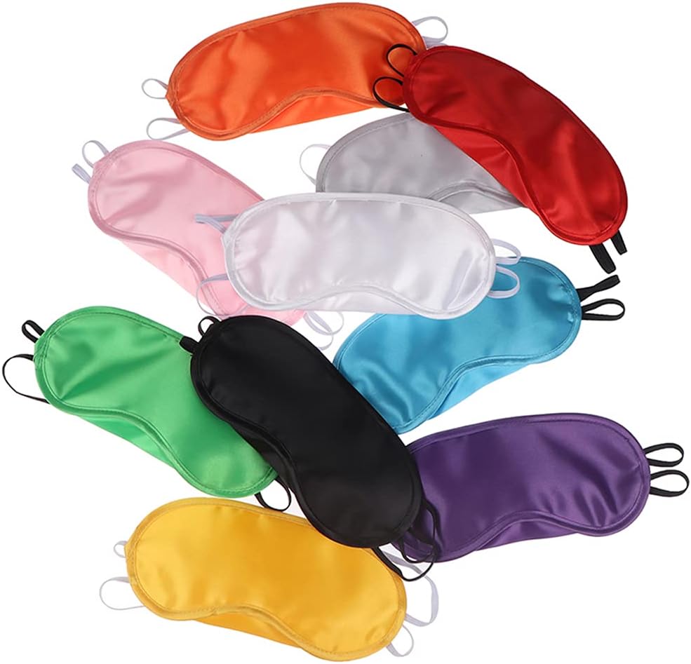 AKOAK 10 Pieces Game Party Sleep Travel Eye Mask, Lightweight Shading Eye Protection Rest Eye Mask, with Nose Pad and Adjustable Strap, Unisex (Pink)