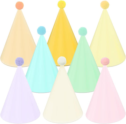 24 Pack Birthday Party Hats,8 Colors Cone Party Hat for Kids Adults Pets