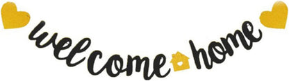 Welcome Home Banner with Two Heart and A Vivid Home Sign Flash Party Decorations, Fully Assembled and Ready to Hang, Funny Welcome Party Sign Decors for Family Housewarming