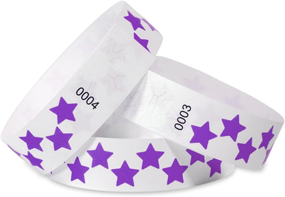 500 Pcs Stars Paper Wrist Bands for Events Waterproof Wristbands Lightweight Festival Identification Bracelets Neon Adhesive Event Arm Bands for Party（Red）