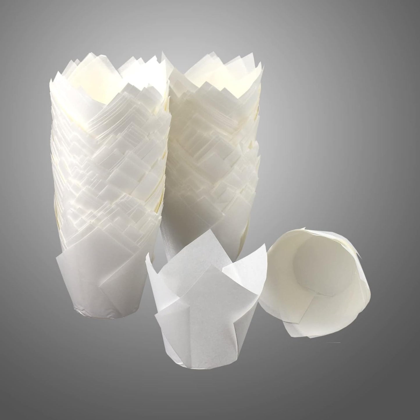 200pcs Tulip Cupcake Liners, Standard Greaseproof Paper Baking Cups Muffin Liners Holders Perfect for Bridal Showers, Baby Showers, Birthday Parties, Banquets, and Catering Events (Natural)