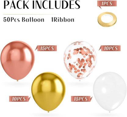 Gold Confetti Balloons, 50 Pcs 12 Inch, Glitter Gold Confetti Party Balloons, Party Decorations, Birthday Wedding Baby Shower Party Balloons Decorations