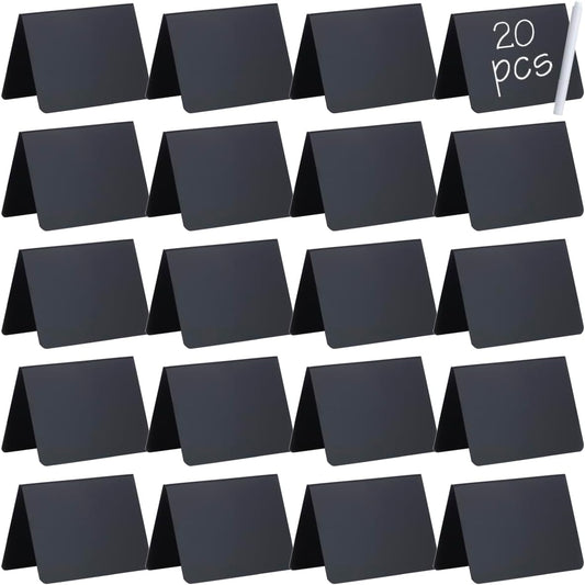 20 Pack 4"x3" Mini Chalkboard Signs for Food Buffet Party, Tabletop Small Chalkboard Signs Food Labels for Wedding Bakery Buffet, Easy to Write and Wipe Off