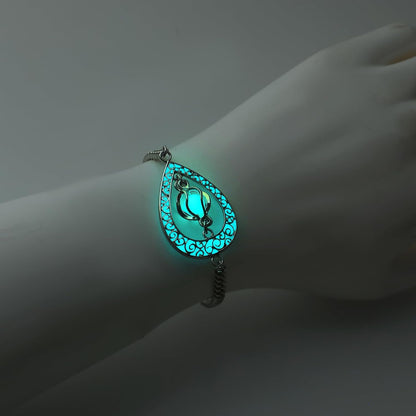 EEQQBZ Glow in The Dark Silver Teardrop shape bracelets,Fantasy Glowing Jewelry bracelets