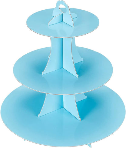 YLDW Cupcake Stand, 3-Tier Cupcake Stand Display, Cardboard Cup Cake Tower Stand, Disposable Dessert Stand for Birthday Tea Party Baby Shower Treat Decorations, Pink