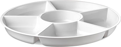 Plasticpro 6 Sectional Round Plastic Serving Tray/Platters Clear Pack of 2