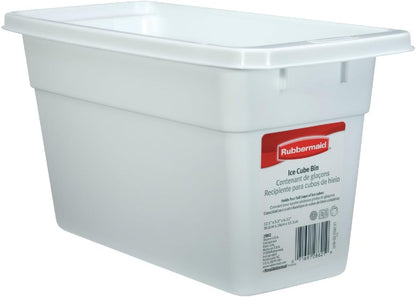 Rubbermaid Ice Cube Bin, White, Holds 4 Trays, Compact Design, Durable Plastic