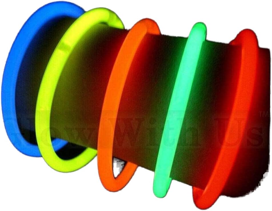 Glow Sticks Bracelets Bulk Wholesale, 100 8” Yellow Glow Bracelets, Bright Color, Glow 8-12 Hrs, 100 Connectors Included, Glow Party Favor Supplies, Sturdy Packaging, Great Fun.