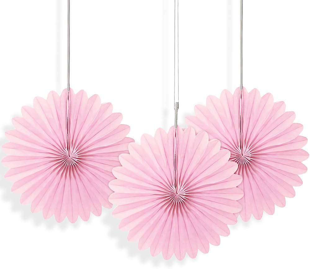 Sunflower Yellow Hanging Tissue Paper Fans - 6'', 3 Count - Perfect for Parties & Home Decor