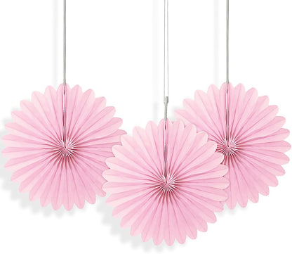 Sunflower Yellow Hanging Tissue Paper Fans - 6'', 3 Count - Perfect for Parties & Home Decor