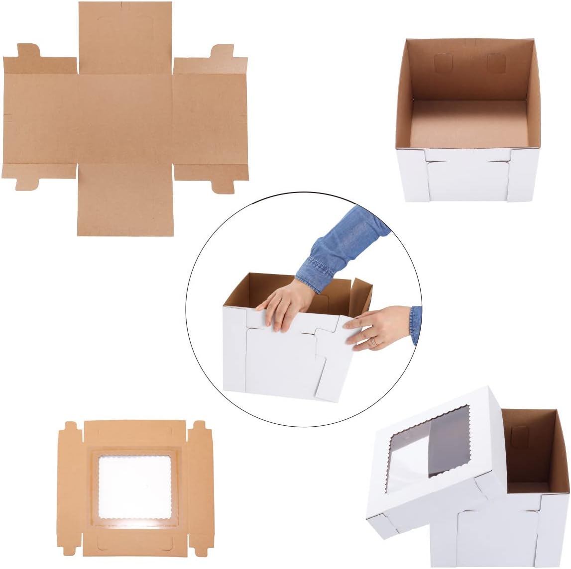 Tall Cake Boxes for Tier Cakes,10x10x12 Inch [3Pack ] Thick Sturdy Cake Box with Window, Layer Cake Carrier,Disposable Cake Containers