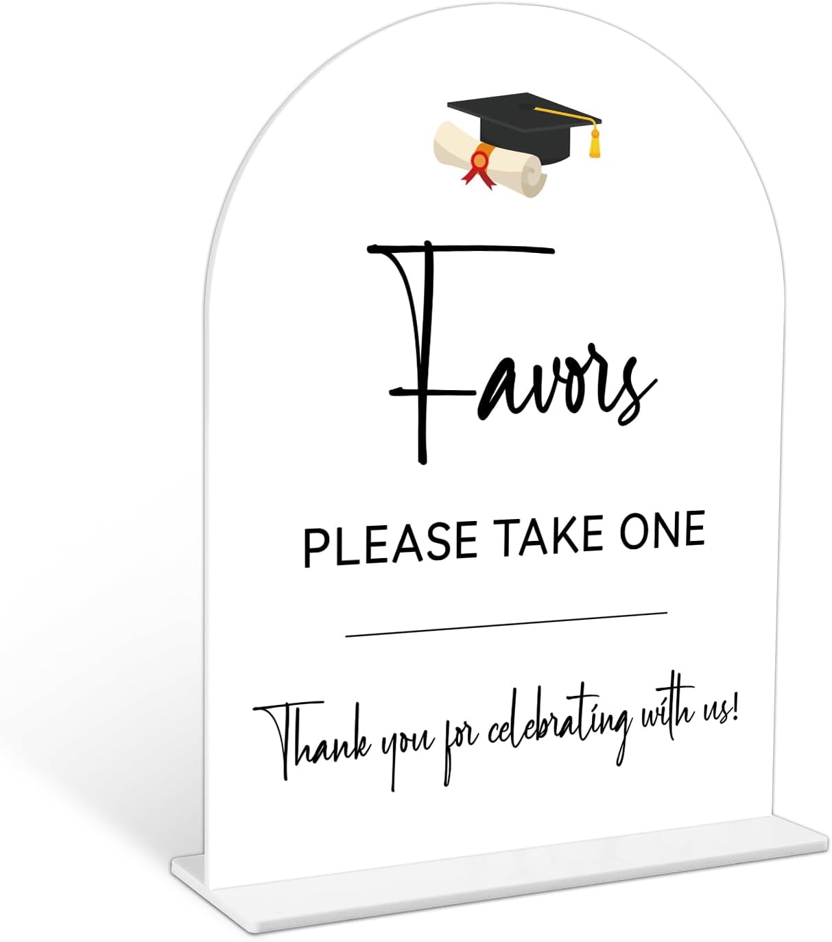Graduation Guestbook Sign, 6 x 8 Inch White Arch Acrylic Grad Party Sign with Holder, Graduation Party Sign for Class of 2026, Grad Decor, High School College Party Supplies - DL02