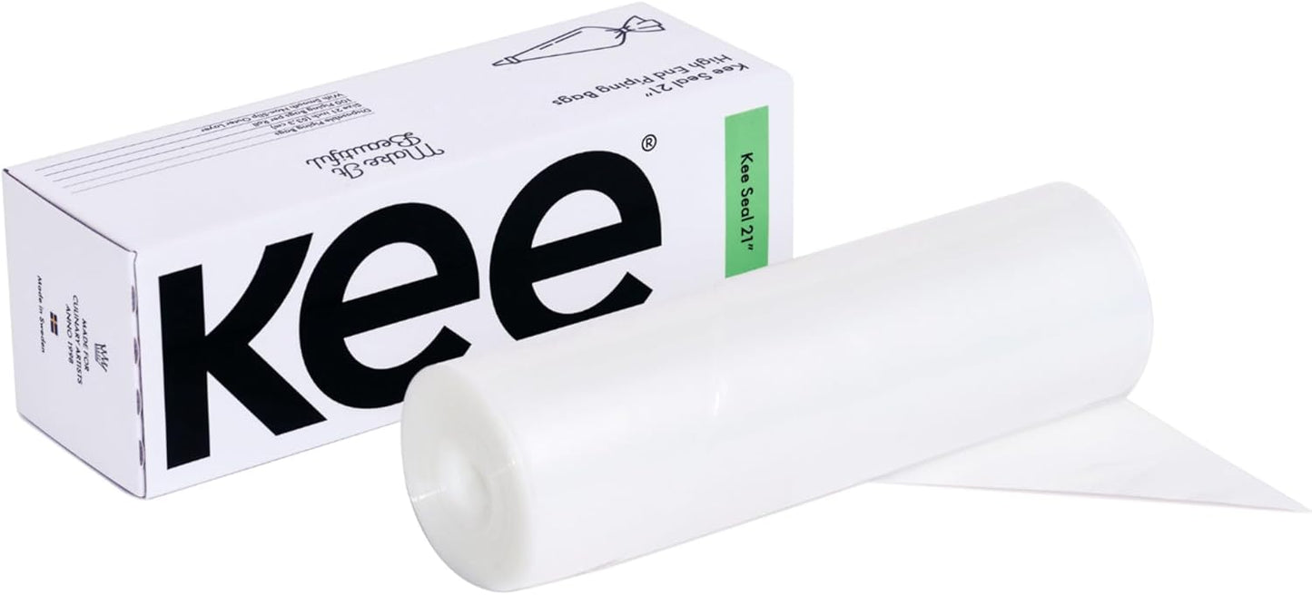 KEE-SEAL Disposable Pastry Bags, Piping Bag with Grip Tight Outer Surface, Smooth-Flow Interior, Easy Tear Perforation, Convenient Dispenser Box, 18-Inch, Clear