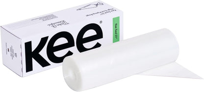 KEE-SEAL Disposable Pastry Bags, Piping Bag with Grip Tight Outer Surface, Smooth-Flow Interior, Easy Tear Perforation, Convenient Dispenser Box, 18-Inch, Clear