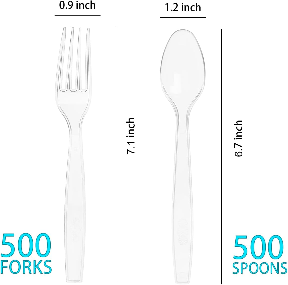 MOACOCK 100 Count Plastic Silverware, Heavy Weight Plastic Forks Spoons Disposable Utensils Cutlery Set for Wedding Party Supplies Everyday Use