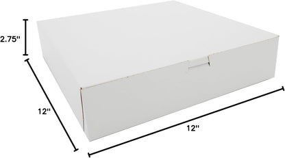 Southern Champion Tray 0989 Premium Clay-Coated Kraft Paperboard White Non-Window Lock Corner Bakery Box, 12" Length x 12" Width x 6" Height, White (Case of 50)