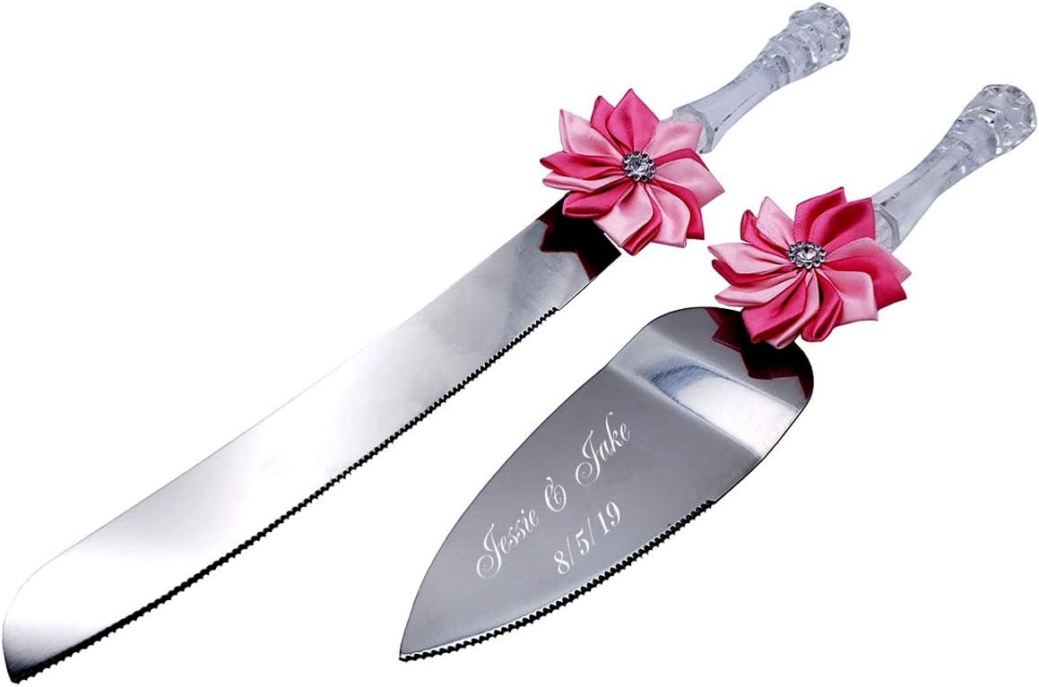 GIFTS INFINITY Personalized Wedding Cake Knife and Server Set with Engraving – Cake Cutting Utensil Set, Keepsake Gift for Wedding, Anniversary, Reception, Birthday & Other Occasions (CH-101WB)