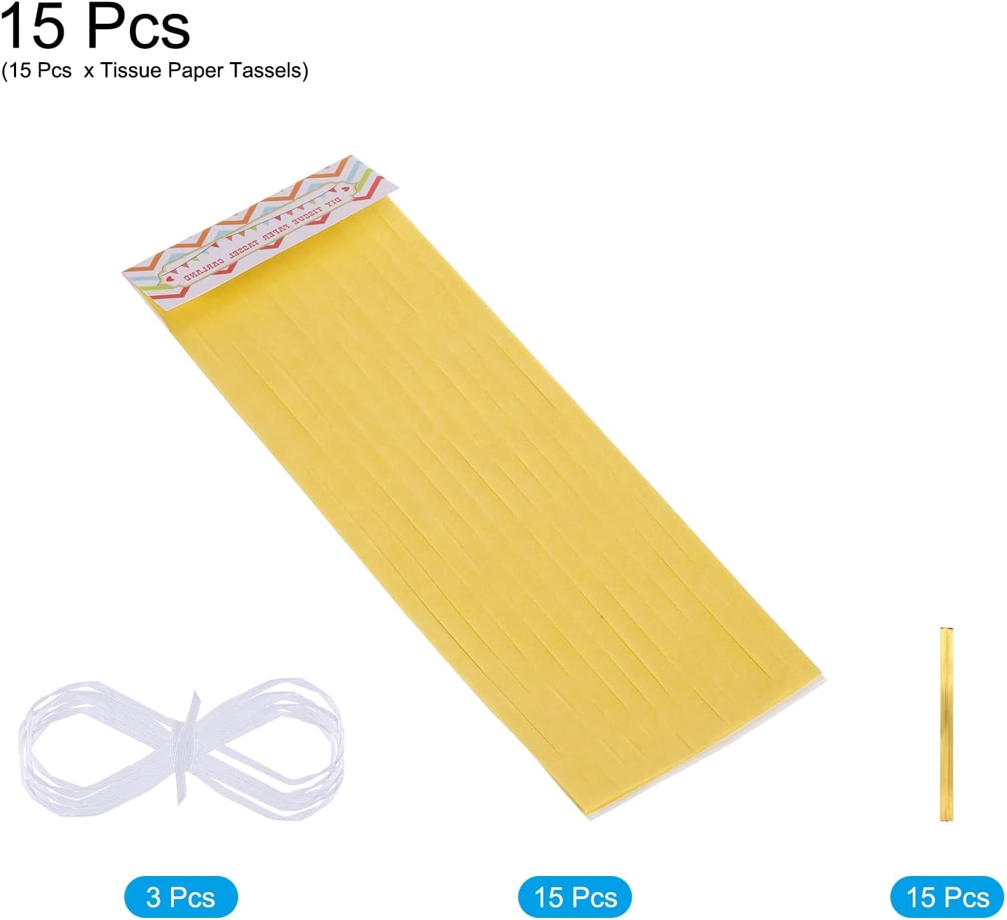 MECCANIXITY 15Pcs Light Blue Tassel Garland Banner with Rope Tissue Paper Tassels Party DIY Kits for Anniversary Wedding Birthday Party