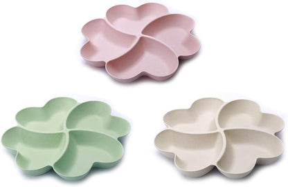 3 Pack Divided Serving Tray and Platters 4 Sectional Round Plastic Condiment Appetizer Set Condiment Server Caddy Bar Party Platter for Chips and Dip Snack Fruit Candy Nuts Desserts