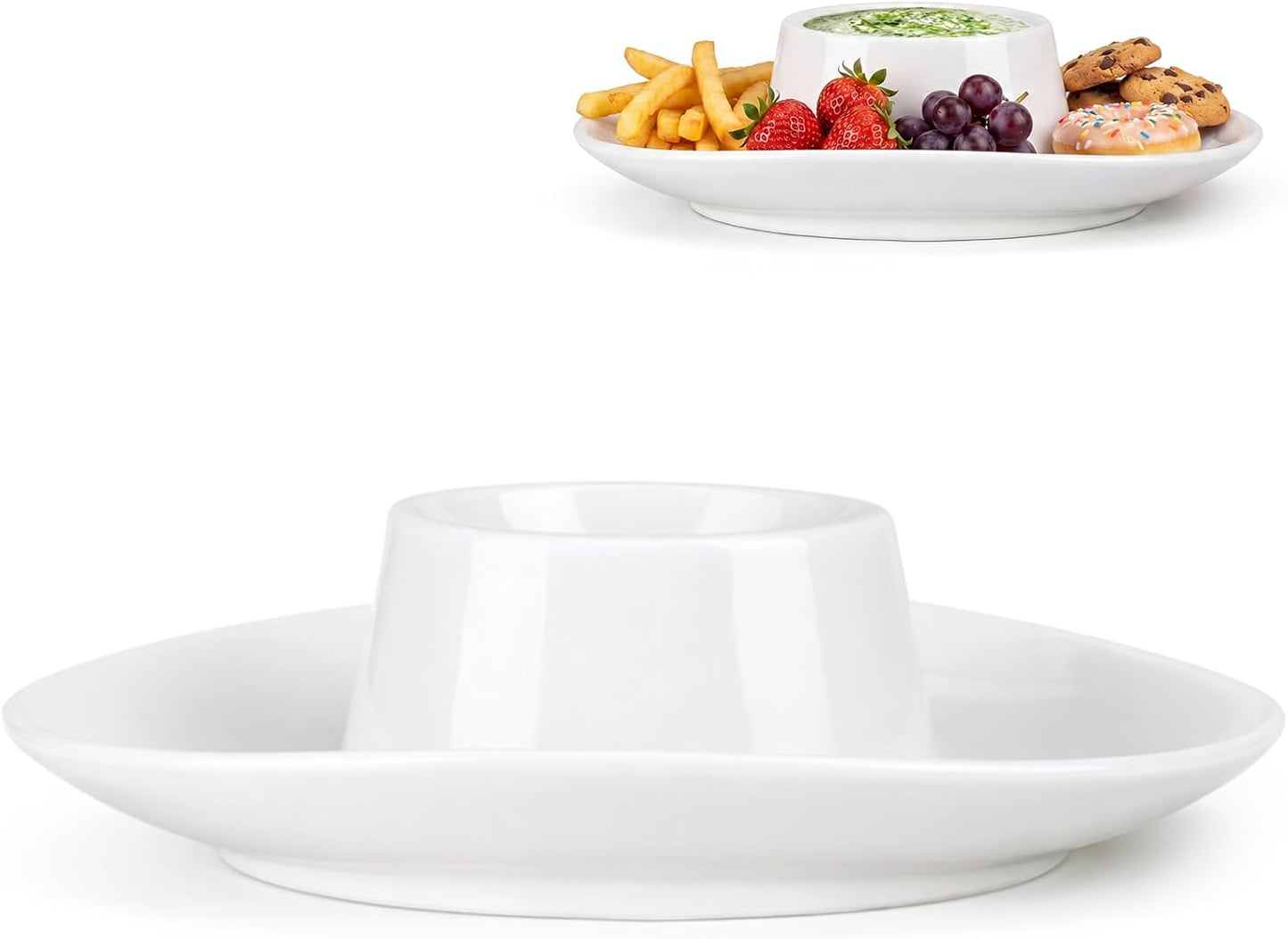 Cowboy Hat Chip and Dip Bowl Small Ceramic Chips and Salsa Serving Dish 2 Ways Serve 9 x 6 x 2.6'' for Salsa Fries Veggies Fruit Minimalist Decoration Mother's Day Hostess Housewarming Gift