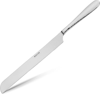 Hudson Essentials Bergamo Hammered 18/10 Stainless Steel Wedding Cake Knife & Cake Server Set – Perfect for Weddings, Engagements, & Birthay Parties