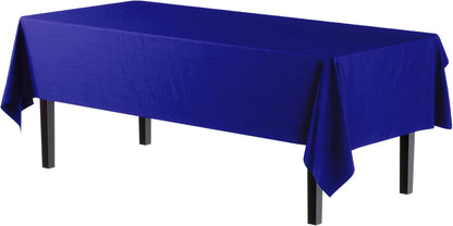 12-Pack Premium Plastic Tablecloth 54in. x 108in. Rectangle Table Cover - Dark Blue - Colors B