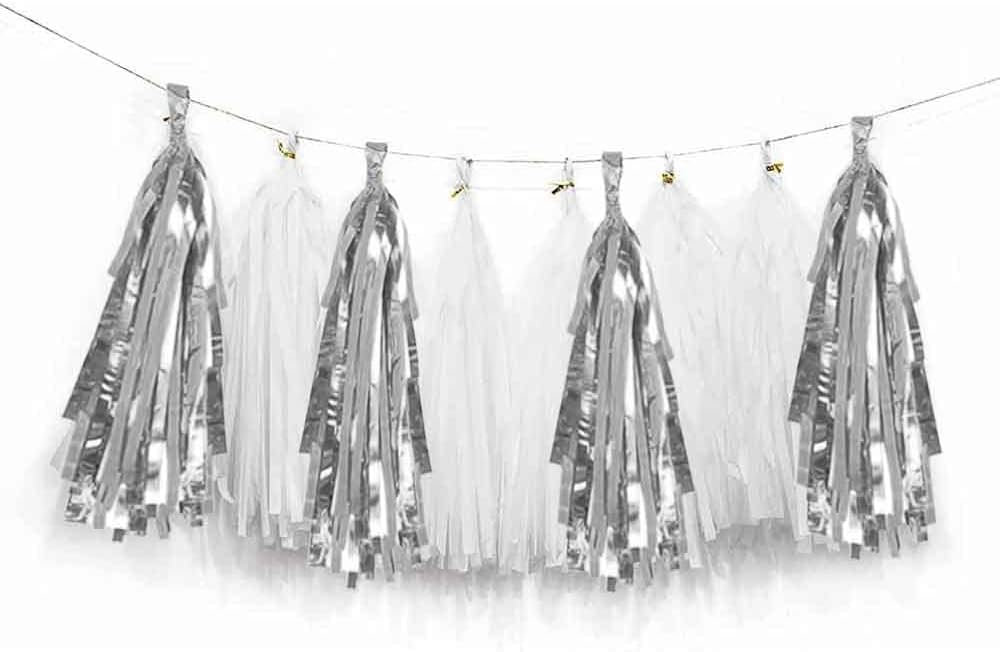 AIM & GGKK Navy Blue and Orange Tassel Garland Banner Tissue Paper Tassels for Party Suppiles Decorations,Wedding Decorations,Nursery Decor,Engagement,Football Party, DIY Kits(20PCS)
