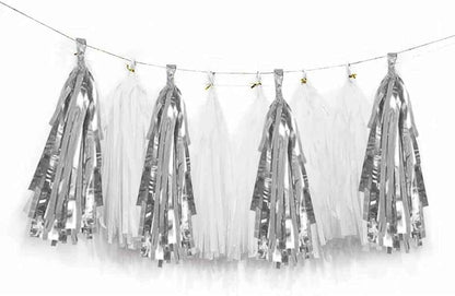 AIM & GGKK Navy Blue and Orange Tassel Garland Banner Tissue Paper Tassels for Party Suppiles Decorations,Wedding Decorations,Nursery Decor,Engagement,Football Party, DIY Kits(20PCS)