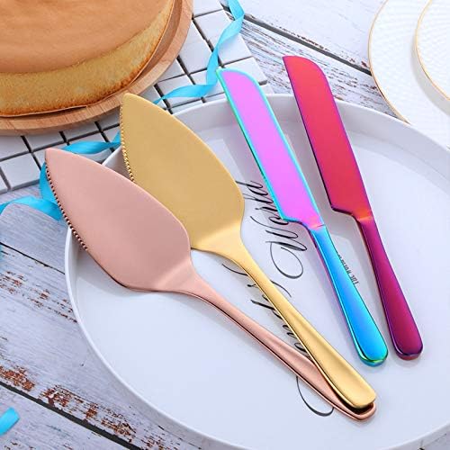 Wedding Cake Knife Server Set, 304 Stainless Steel Spatula Baking Tool Cake Shovel Butter Knives For Pie/Pizza/Cheese (Gold)
