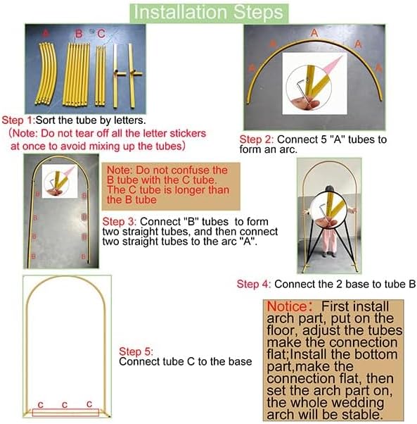 Metal Arch Backdrop Stand 7.2FT+6FT Wedding Arch Backdrop Stand Set of 2 Gold Arch Backdrop Stand for Valentines Day Party Wedding Ceremony Baby Shower Birthday Floral Balloon Decration